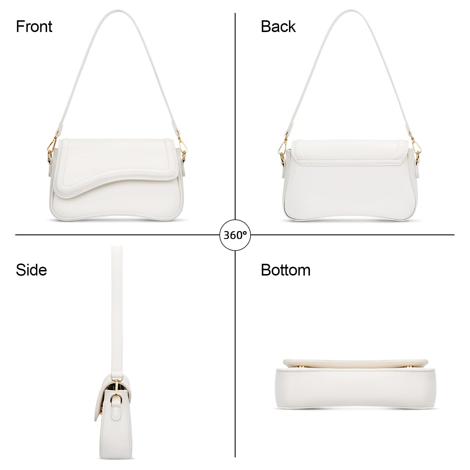 KKXIU Shoulder Bag for Women Small Hobo Handbags Cute Mini Clutch Purses | Classic Trendy Retro Underarm Crossbody Bag with Detachable Straps, Zipper Closure