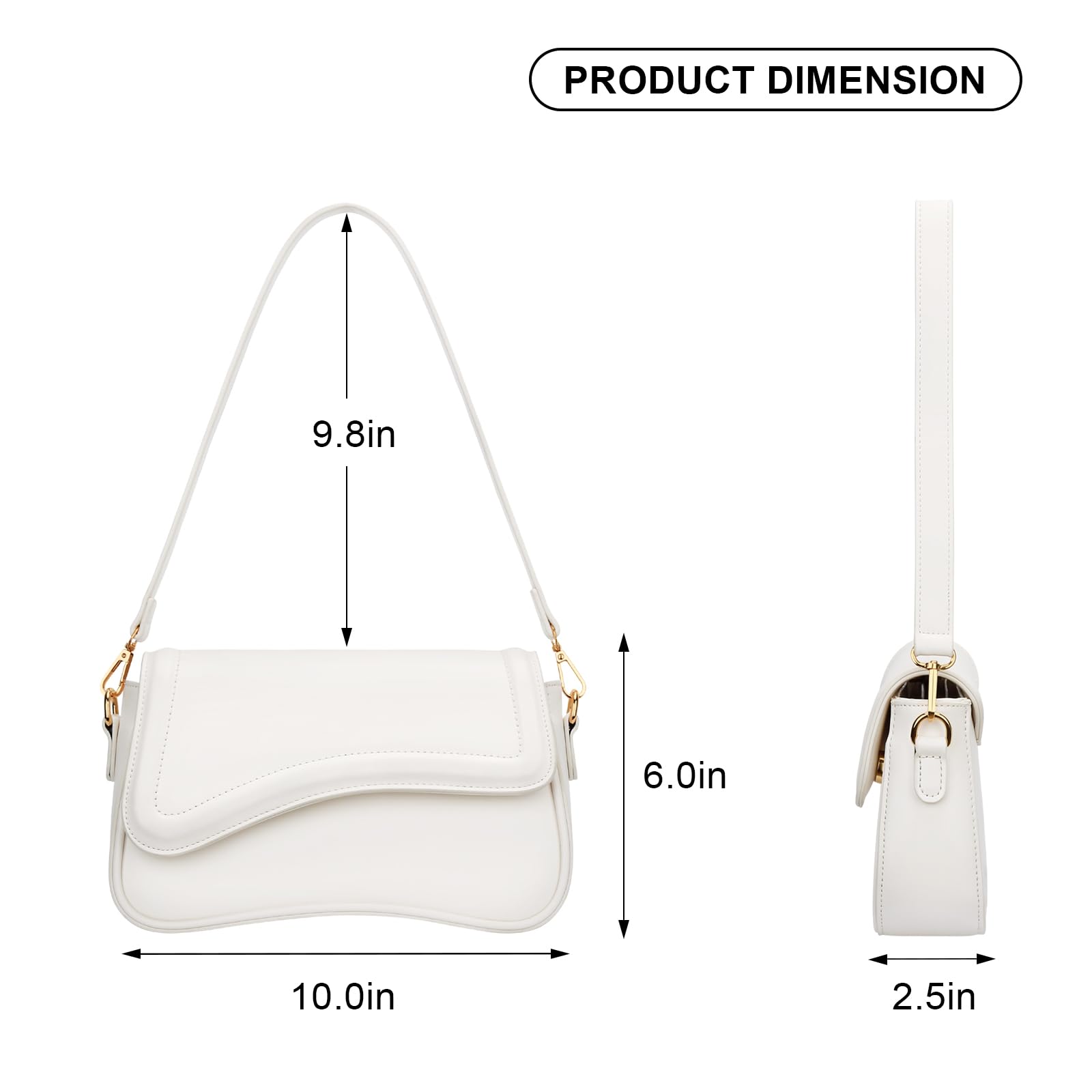 KKXIU Shoulder Bag for Women Small Hobo Handbags Cute Mini Clutch Purses | Classic Trendy Retro Underarm Crossbody Bag with Detachable Straps, Zipper Closure