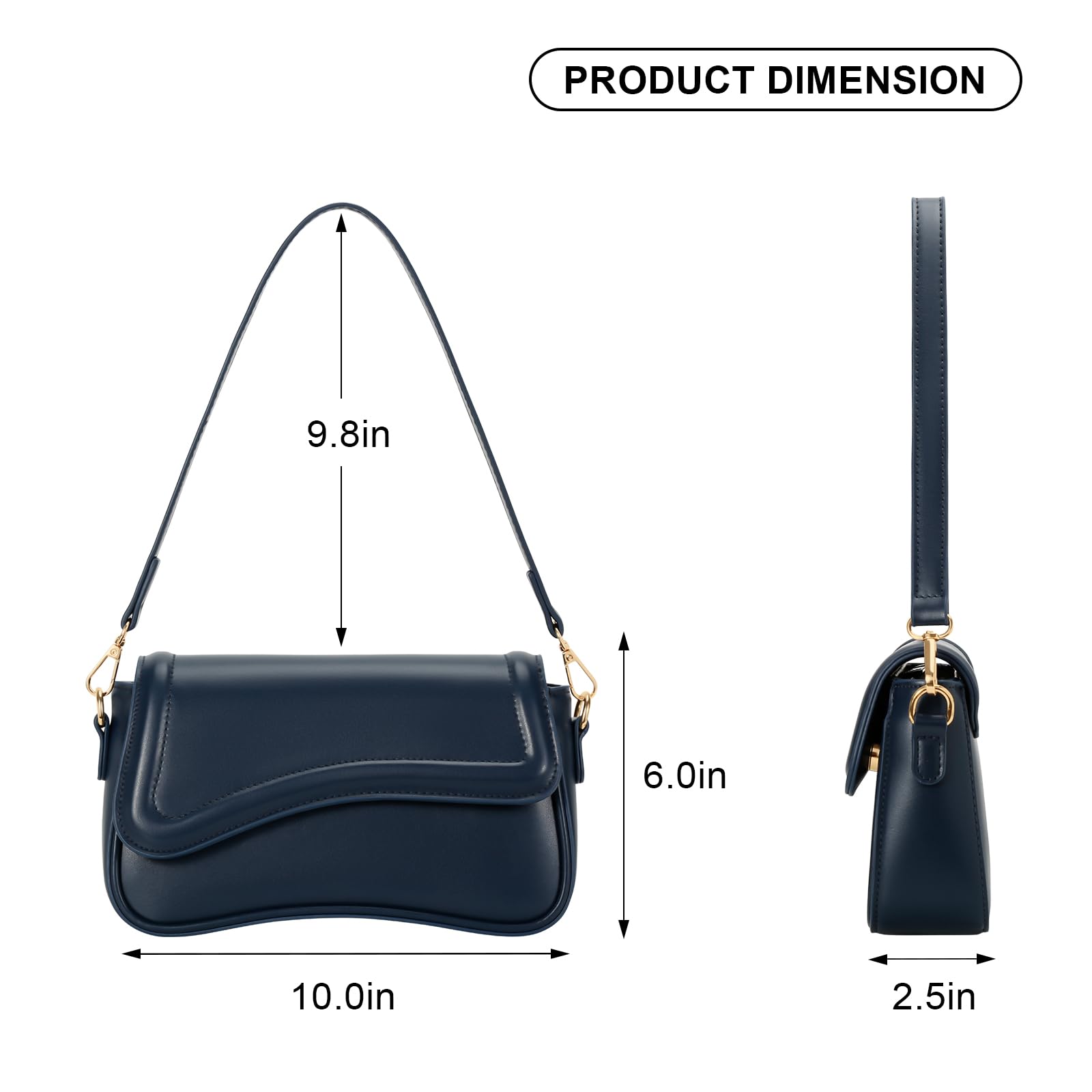 KKXIU Shoulder Bag for Women Small Hobo Handbags Cute Mini Clutch Purses | Classic Trendy Retro Underarm Crossbody Bag with Detachable Straps, Zipper Closure