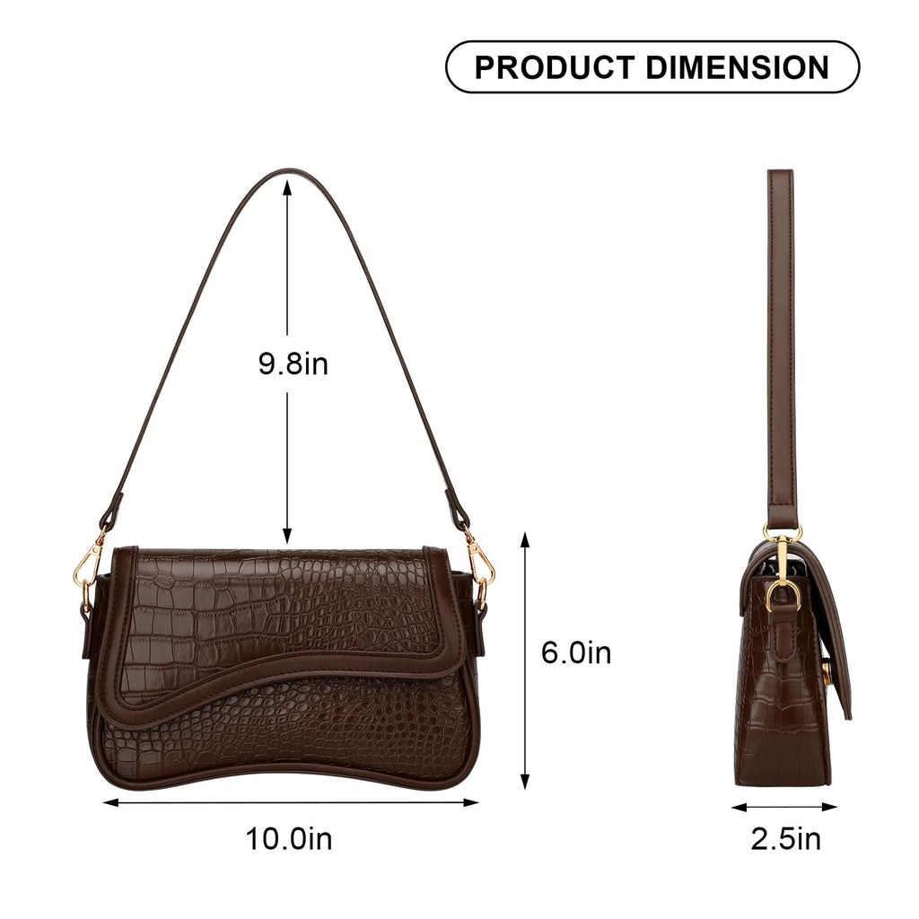 KKXIU Shoulder Bag for Women Small Hobo Handbags Cute Mini Clutch Purses | Classic Trendy Retro Underarm Crossbody Bag with Detachable Straps, Zipper Closure