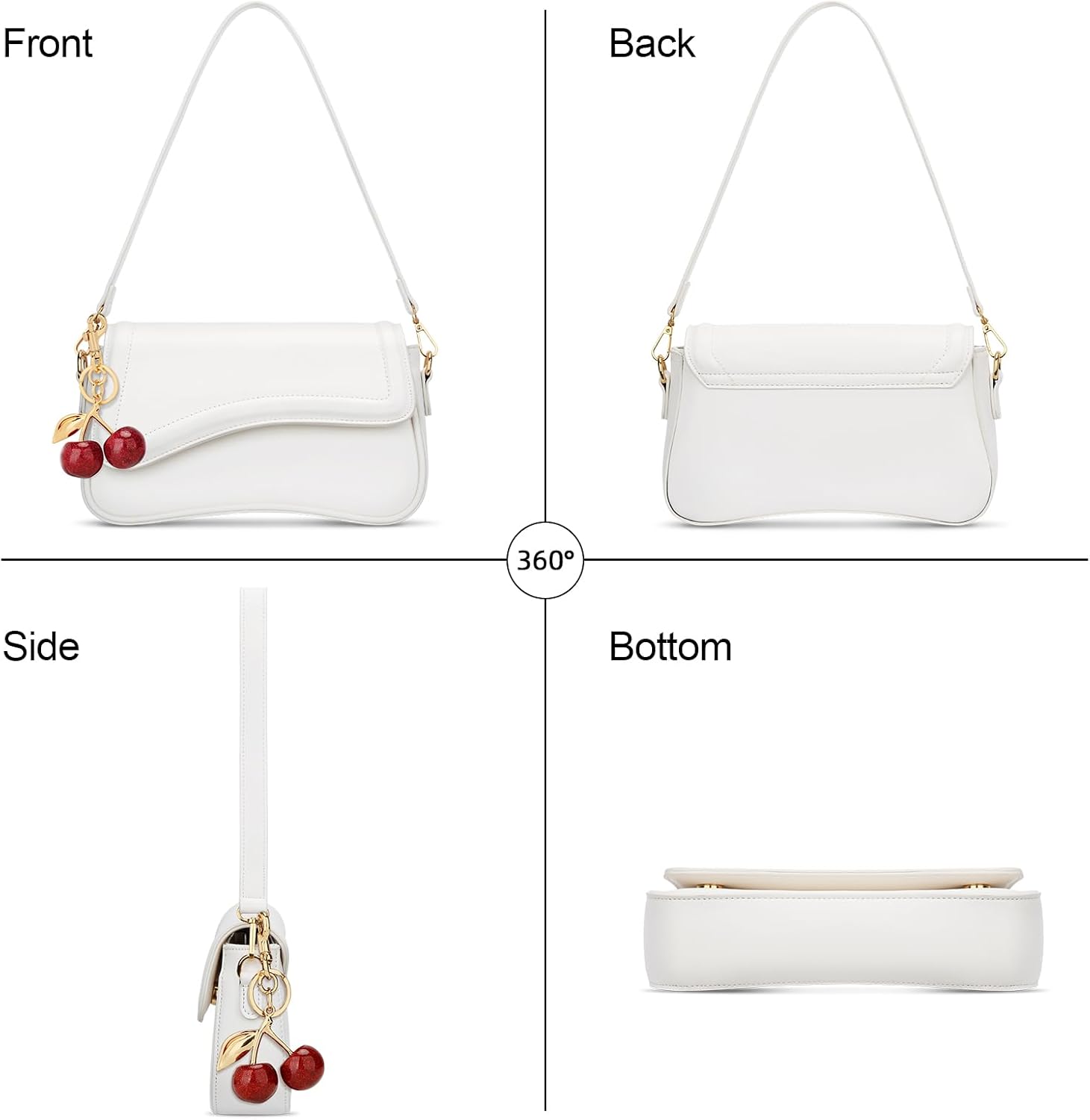 KKXIU Shoulder Bag for Women Small Hobo Handbags Cute Mini Clutch Purses | Classic Trendy Retro Underarm Crossbody Bag with Detachable Straps, Zipper Closure
