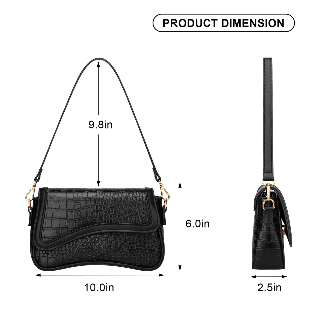 KKXIU Shoulder Bag for Women Small Hobo Handbags Cute Mini Clutch Purses | Classic Trendy Retro Underarm Crossbody Bag with Detachable Straps, Zipper Closure