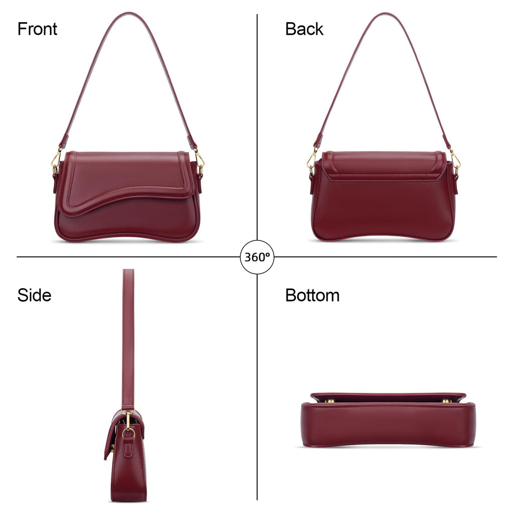 KKXIU Shoulder Bag for Women Small Hobo Handbags Cute Mini Clutch Purses | Classic Trendy Retro Underarm Crossbody Bag with Detachable Straps, Zipper Closure