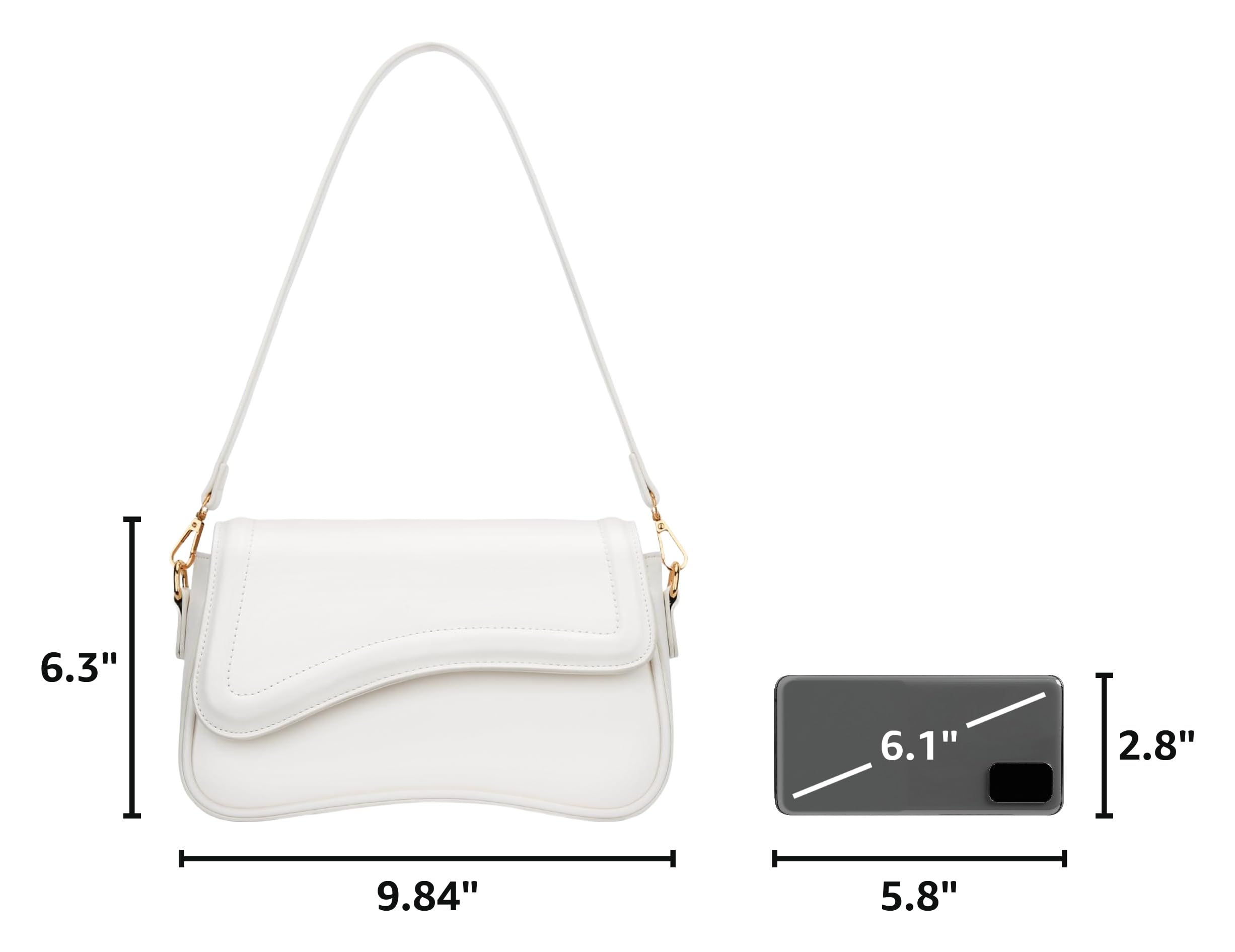 KKXIU Shoulder Bag for Women Small Hobo Handbags Cute Mini Clutch Purses | Classic Trendy Retro Underarm Crossbody Bag with Detachable Straps, Zipper Closure