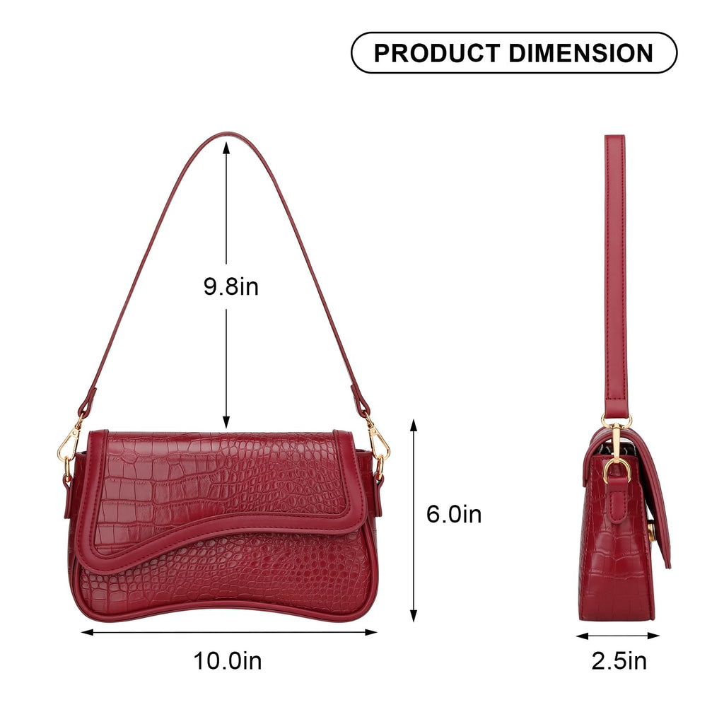 KKXIU Shoulder Bag for Women Small Hobo Handbags Cute Mini Clutch Purses | Classic Trendy Retro Underarm Crossbody Bag with Detachable Straps, Zipper Closure