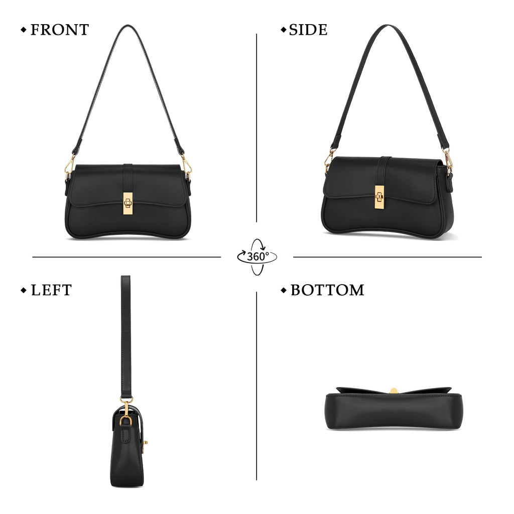 KKXIU Shoulder Bag for Women Small Hobo Handbags Cute Mini Clutch Purses | Classic Trendy Retro Underarm Crossbody Bag with Detachable Straps, Zipper Closure
