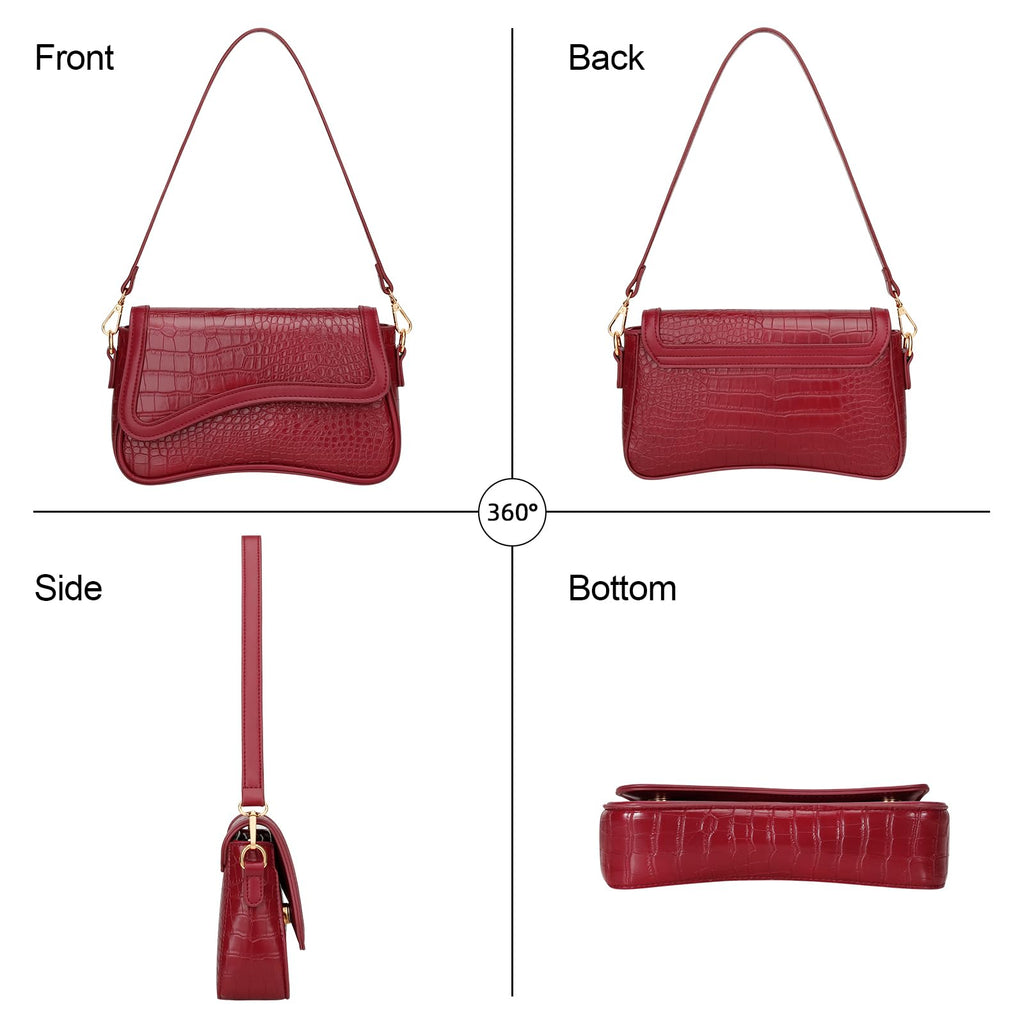 KKXIU Shoulder Bag for Women Small Hobo Handbags Cute Mini Clutch Purses | Classic Trendy Retro Underarm Crossbody Bag with Detachable Straps, Zipper Closure