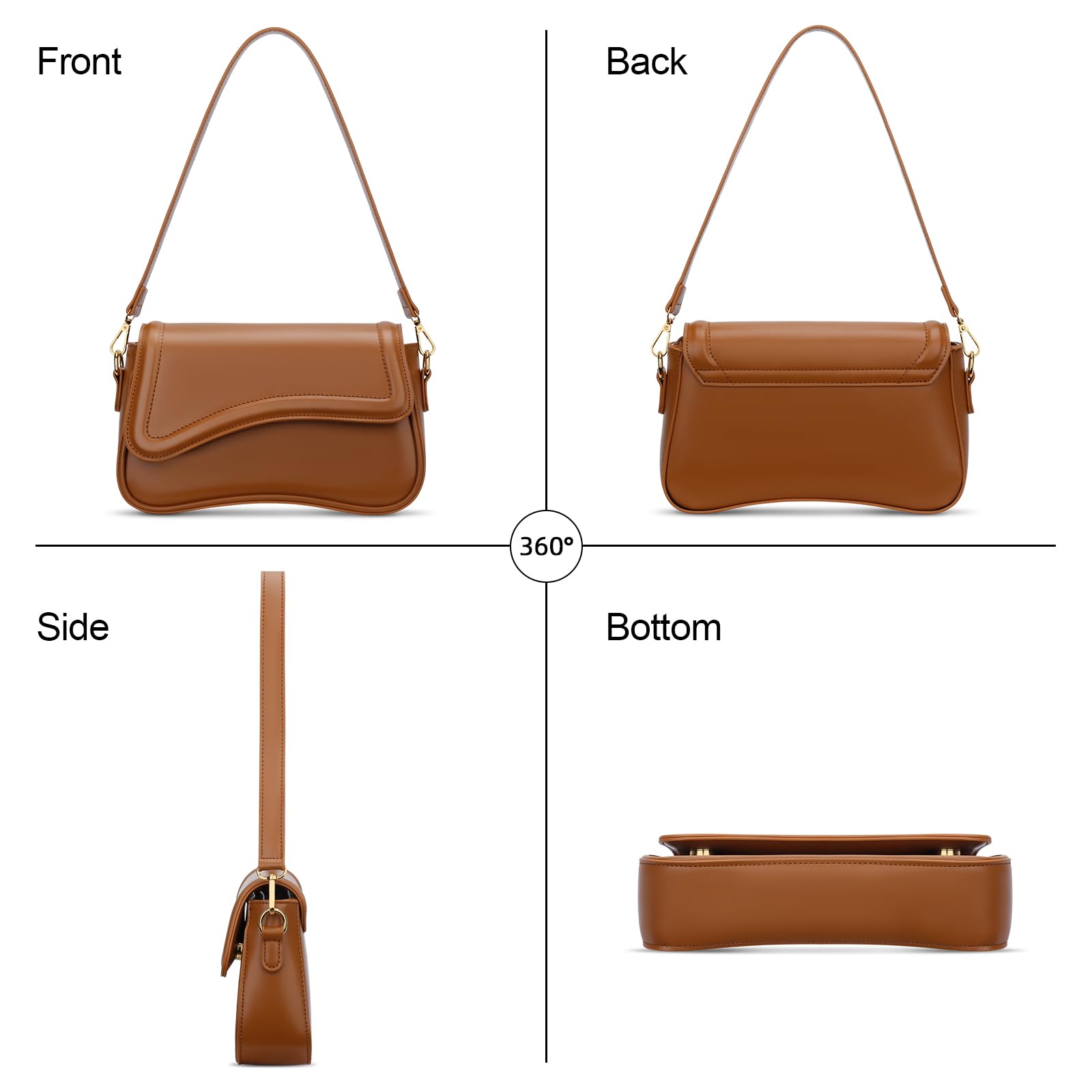 KKXIU Shoulder Bag for Women Small Hobo Handbags Cute Mini Clutch Purses | Classic Trendy Retro Underarm Crossbody Bag with Detachable Straps, Zipper Closure