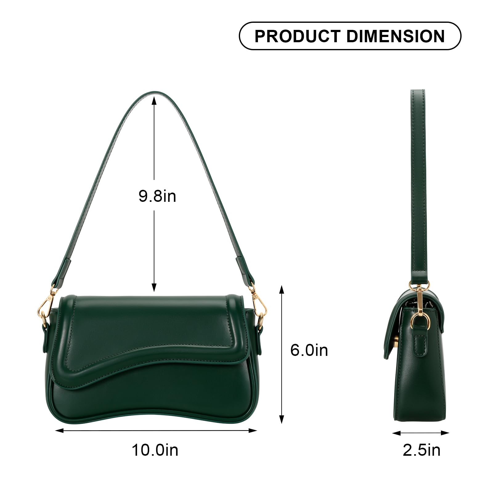 KKXIU Shoulder Bag for Women Small Hobo Handbags Cute Mini Clutch Purses | Classic Trendy Retro Underarm Crossbody Bag with Detachable Straps, Zipper Closure