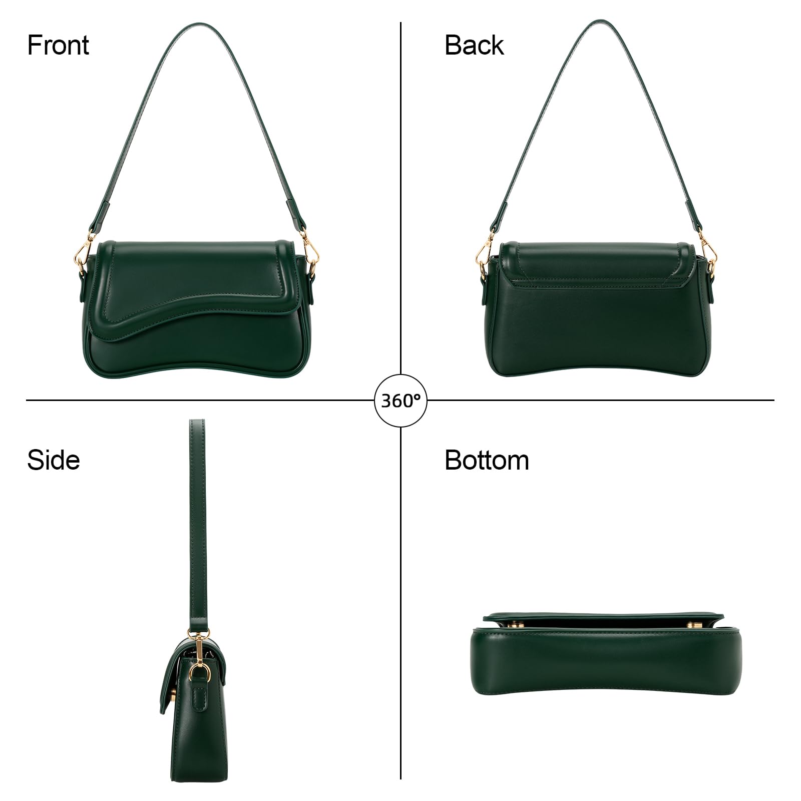 KKXIU Shoulder Bag for Women Small Hobo Handbags Cute Mini Clutch Purses | Classic Trendy Retro Underarm Crossbody Bag with Detachable Straps, Zipper Closure