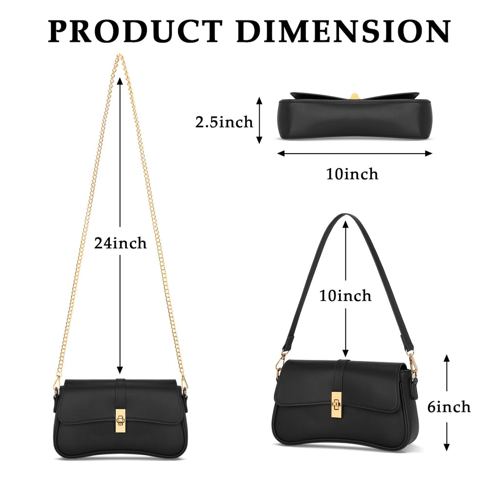 KKXIU Shoulder Bag for Women Small Hobo Handbags Cute Mini Clutch Purses | Classic Trendy Retro Underarm Crossbody Bag with Detachable Straps, Zipper Closure