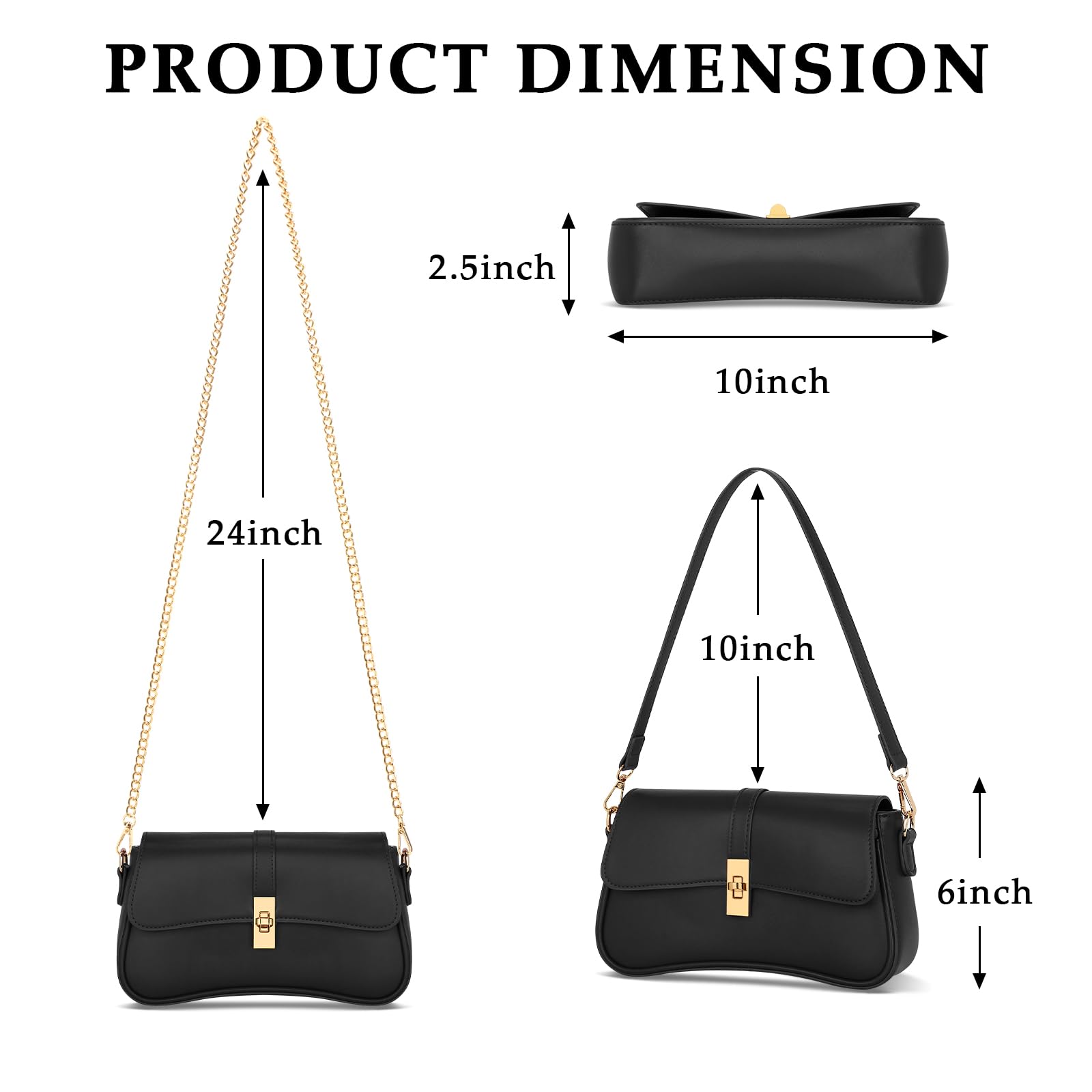 KKXIU Shoulder Bag for Women Small Hobo Handbags Cute Mini Clutch Purses | Classic Trendy Retro Underarm Crossbody Bag with Detachable Straps, Zipper Closure