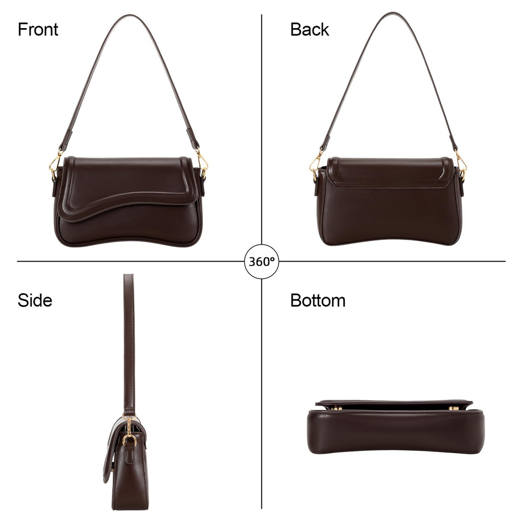 KKXIU Shoulder Bag for Women Small Hobo Handbags Cute Mini Clutch Purses | Classic Trendy Retro Underarm Crossbody Bag with Detachable Straps, Zipper Closure
