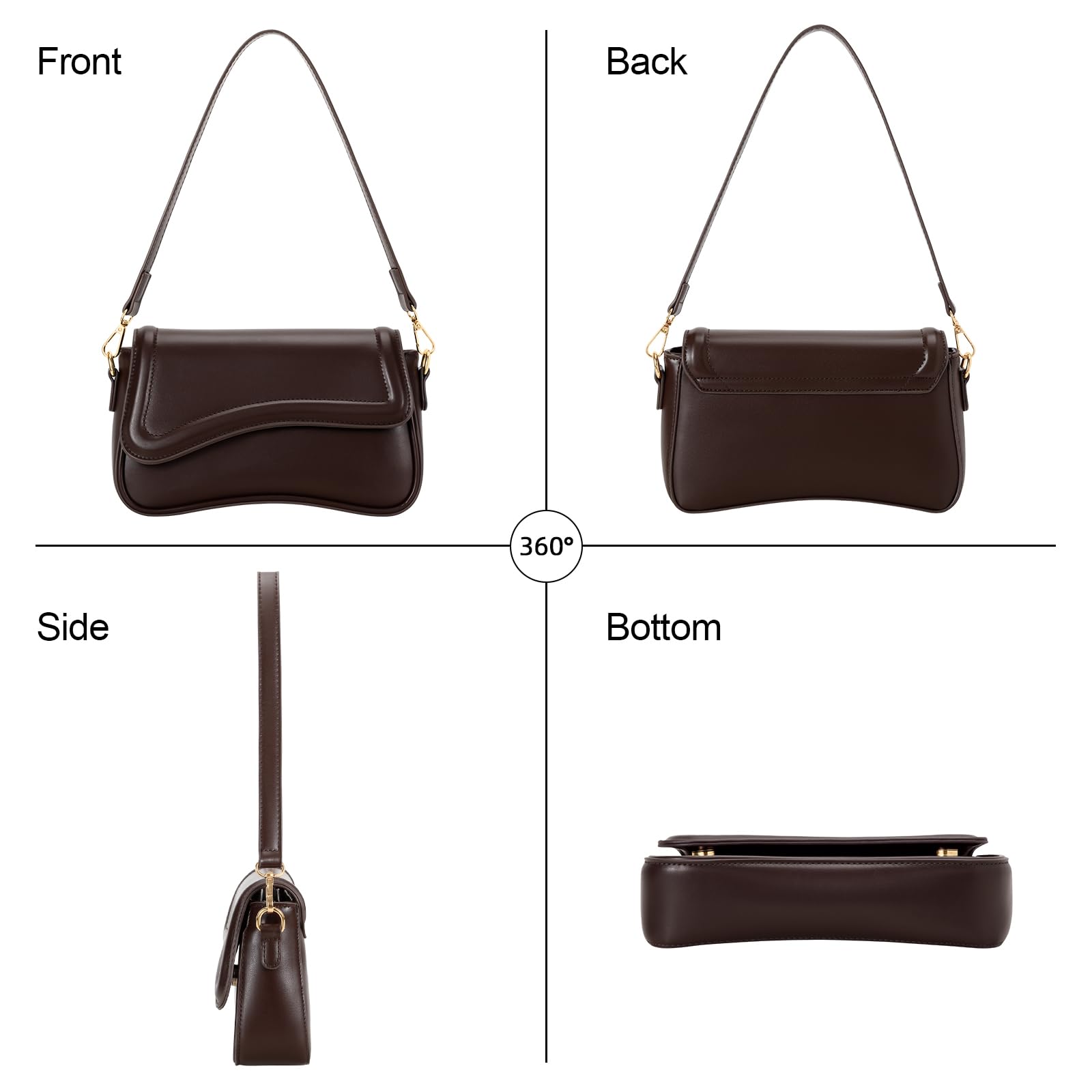 KKXIU Shoulder Bag for Women Small Hobo Handbags Cute Mini Clutch Purses | Classic Trendy Retro Underarm Crossbody Bag with Detachable Straps, Zipper Closure