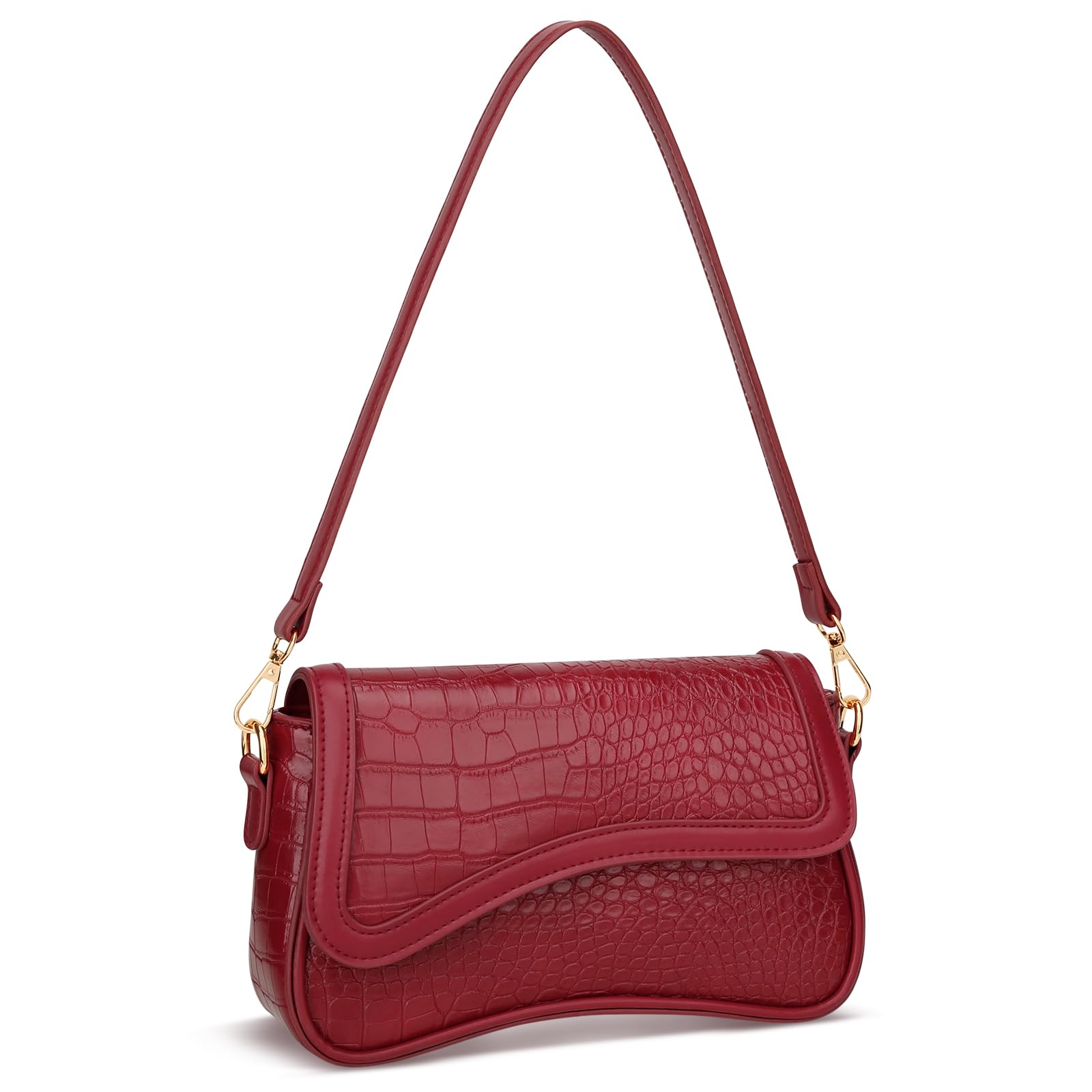 KKXIU Shoulder Bag for Women Small Hobo Handbags Cute Mini Clutch Purses | Classic Trendy Retro Underarm Crossbody Bag with Detachable Straps, Zipper Closure