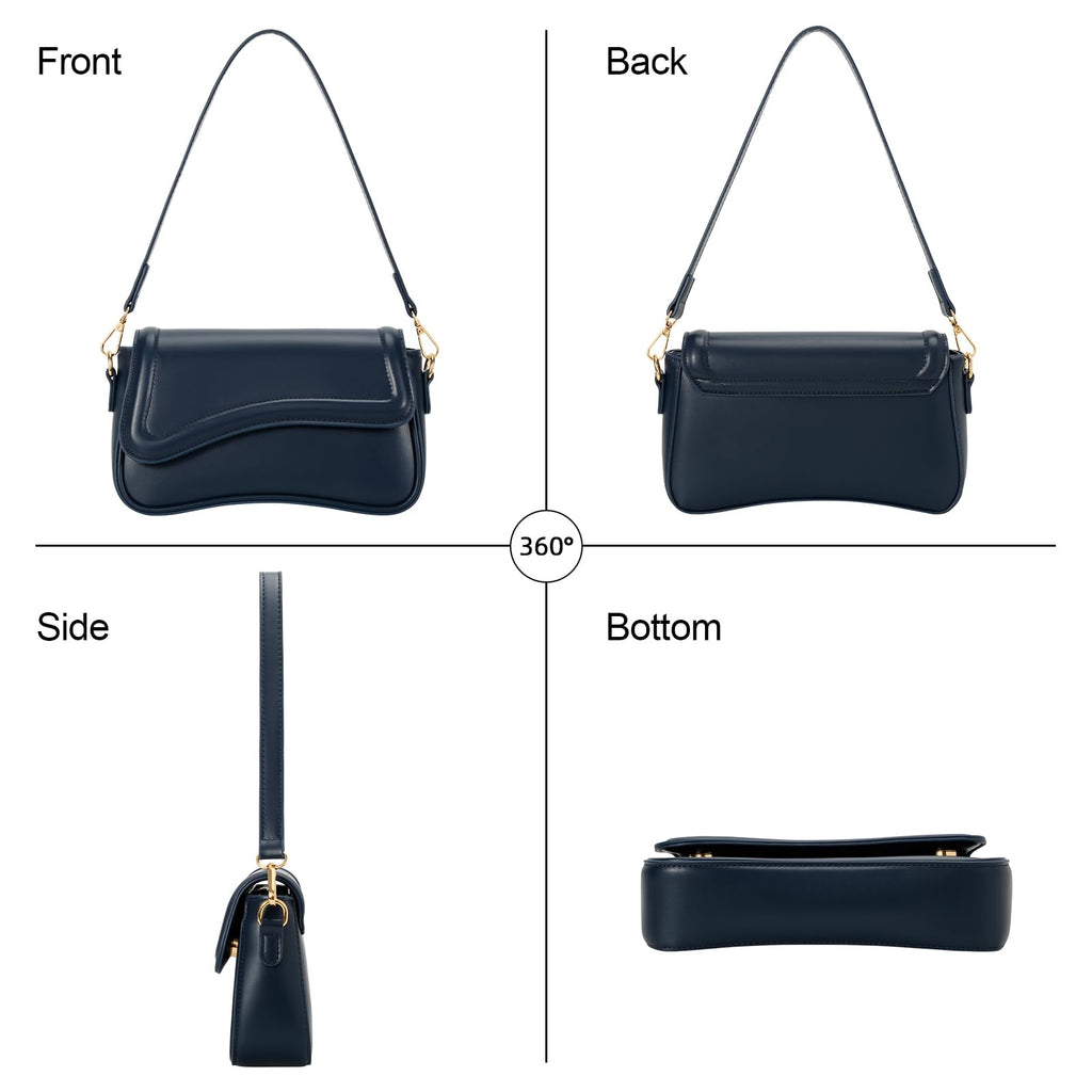 KKXIU Shoulder Bag for Women Small Hobo Handbags Cute Mini Clutch Purses | Classic Trendy Retro Underarm Crossbody Bag with Detachable Straps, Zipper Closure