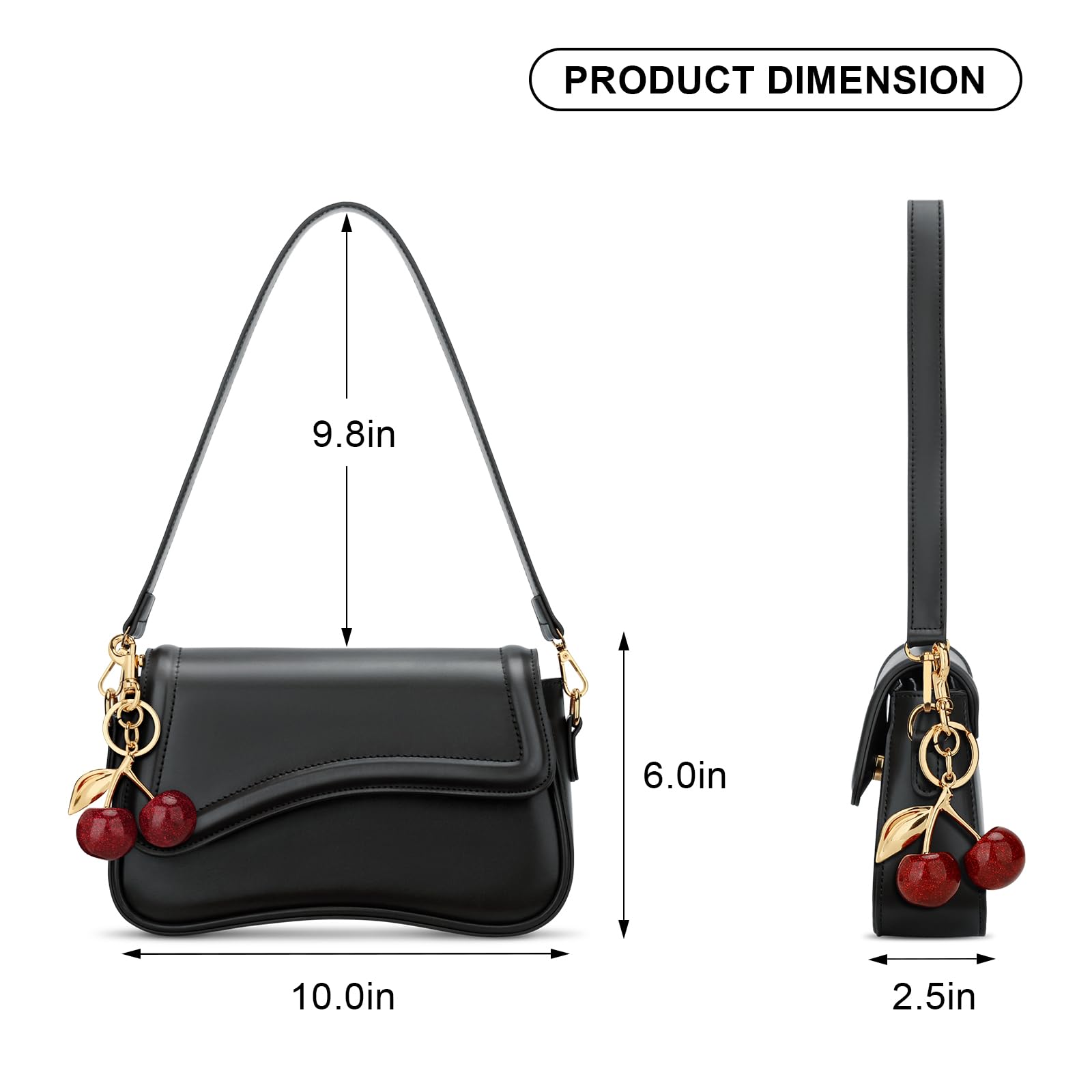 KKXIU Shoulder Bag for Women Small Hobo Handbags Cute Mini Clutch Purses | Classic Trendy Retro Underarm Crossbody Bag with Detachable Straps, Zipper Closure