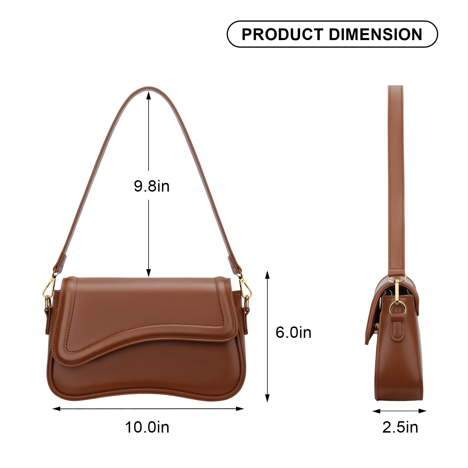 KKXIU Shoulder Bag for Women Small Hobo Handbags Cute Mini Clutch Purses | Classic Trendy Retro Underarm Crossbody Bag with Detachable Straps, Zipper Closure