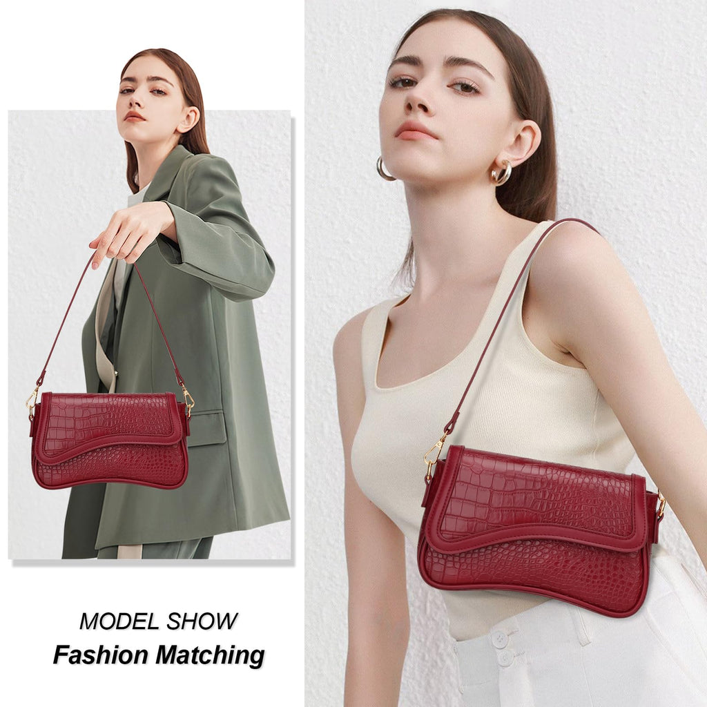 KKXIU Shoulder Bag for Women Small Hobo Handbags Cute Mini Clutch Purses | Classic Trendy Retro Underarm Crossbody Bag with Detachable Straps, Zipper Closure