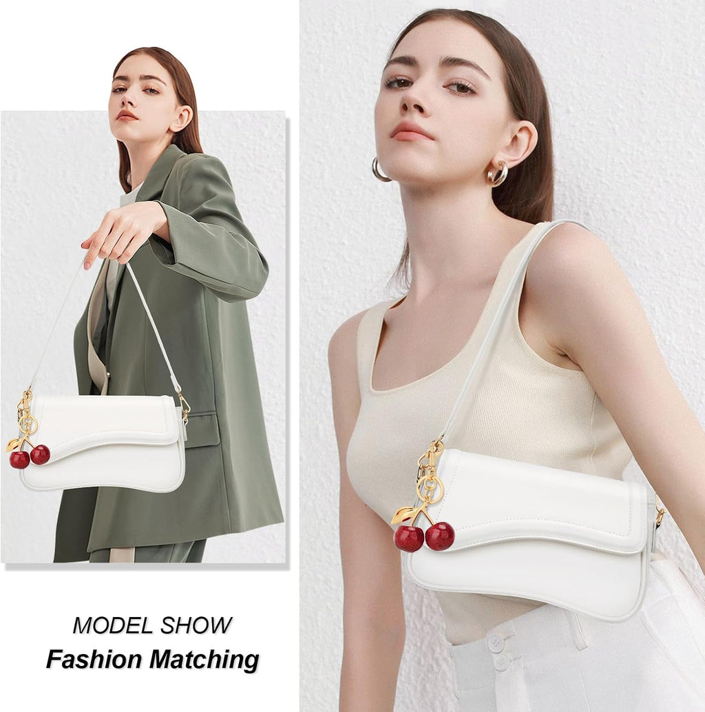 KKXIU Shoulder Bag for Women Small Hobo Handbags Cute Mini Clutch Purses | Classic Trendy Retro Underarm Crossbody Bag with Detachable Straps, Zipper Closure