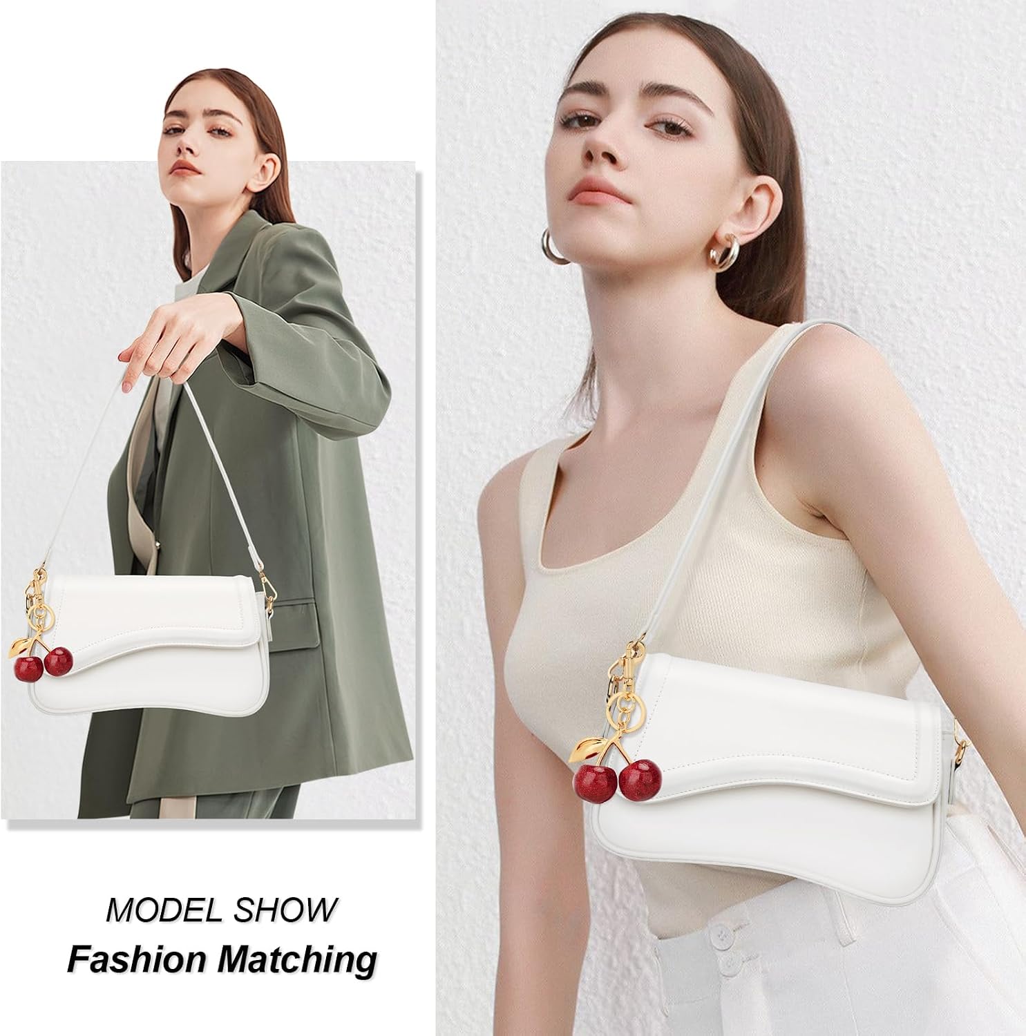 KKXIU Shoulder Bag for Women Small Hobo Handbags Cute Mini Clutch Purses | Classic Trendy Retro Underarm Crossbody Bag with Detachable Straps, Zipper Closure