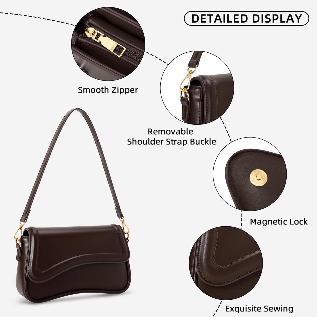 KKXIU Shoulder Bag for Women Small Hobo Handbags Cute Mini Clutch Purses | Classic Trendy Retro Underarm Crossbody Bag with Detachable Straps, Zipper Closure