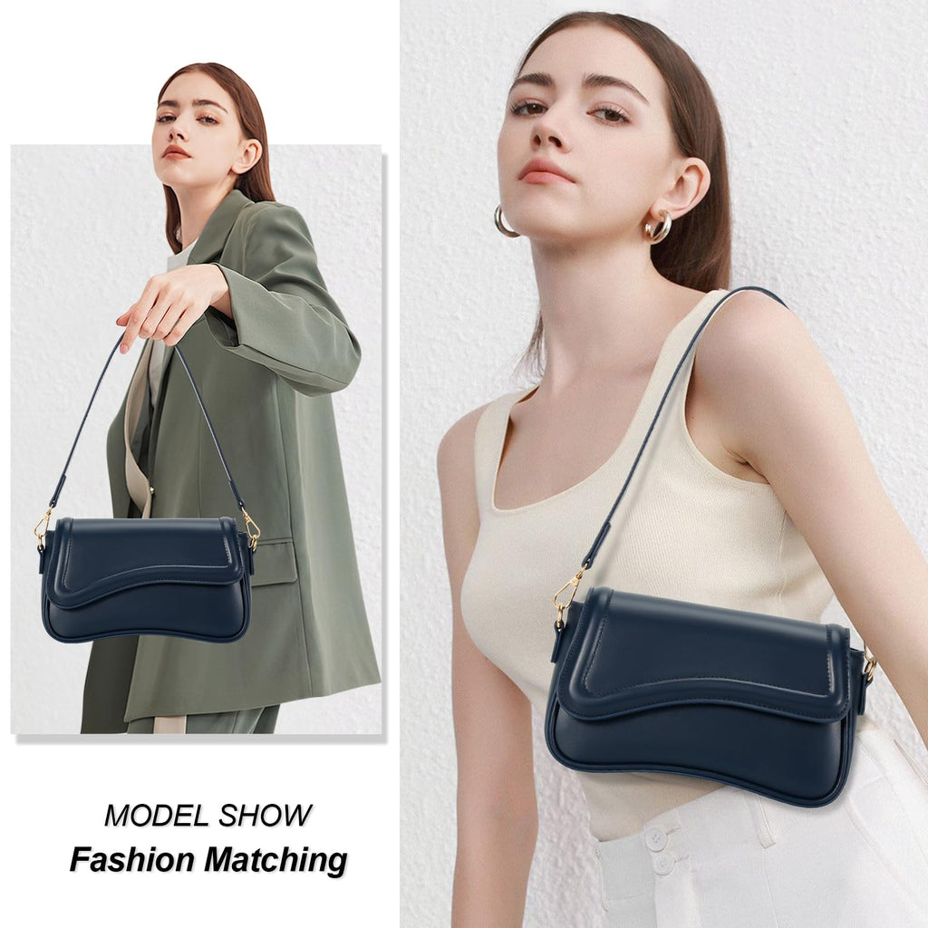 KKXIU Shoulder Bag for Women Small Hobo Handbags Cute Mini Clutch Purses | Classic Trendy Retro Underarm Crossbody Bag with Detachable Straps, Zipper Closure