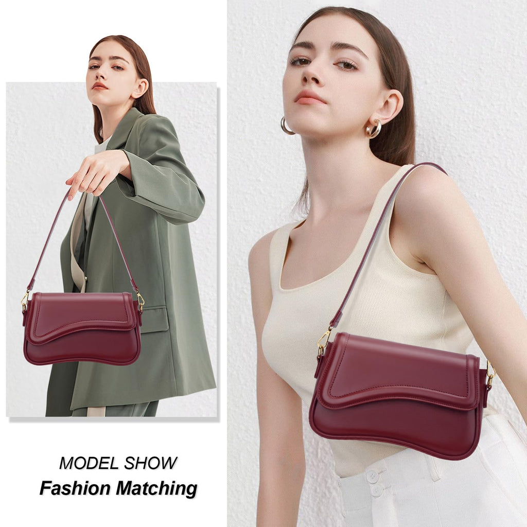 KKXIU Shoulder Bag for Women Small Hobo Handbags Cute Mini Clutch Purses | Classic Trendy Retro Underarm Crossbody Bag with Detachable Straps, Zipper Closure