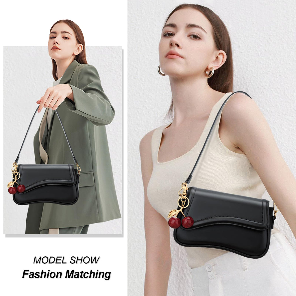 KKXIU Shoulder Bag for Women Small Hobo Handbags Cute Mini Clutch Purses | Classic Trendy Retro Underarm Crossbody Bag with Detachable Straps, Zipper Closure